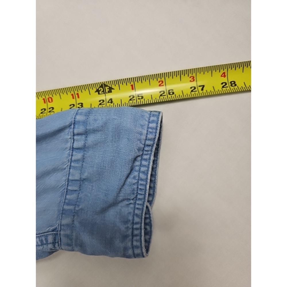 CHAPS Women's Pluss Size 1X Chambray Blue Shirt Button Up Long Sleeve 100% Lyoce - Picture 15 of 16